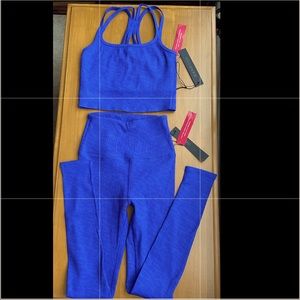 New Carbon38 Workout Set Sport Bra & Leggings NWT Size XS Blue Color